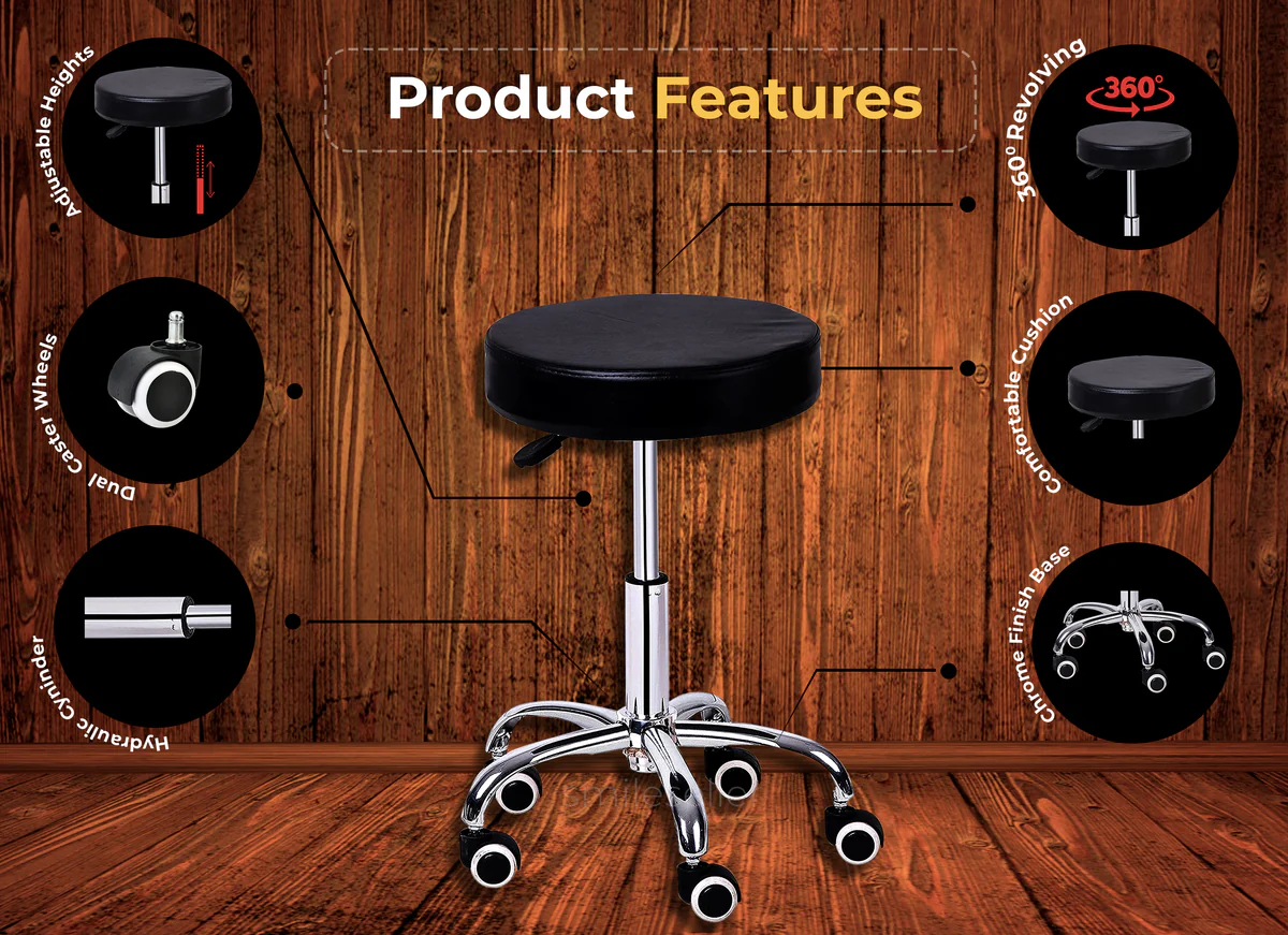 SmileSellers Height-Adjustable revolving Stool with 360-degree4